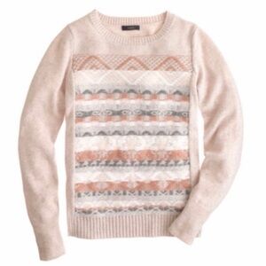 J Crew wool blend Fair Isle Nordic Jacquard stitch sweater beige/multicolor XS